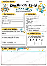 Franz Marc – Künstler-Steckbrief & Infotext | Kunstunterricht Grundschule Klasse 4–5 | Arbeitsblätter mit Lösungen – Materialseite 3