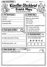 Franz Marc – Künstler-Steckbrief & Infotext | Kunstunterricht Grundschule Klasse 4–5 | Arbeitsblätter mit Lösungen – Materialseite 4