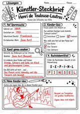 Henri de Toulouse Lautrec – Künstler-Steckbrief & Infotext | Kunstunterricht Grundschule Klasse 4–5 | Arbeitsblätter mit Lösungen – Materialseite 5