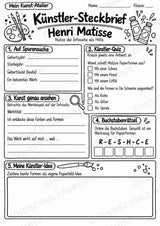 Henri Matisse – Künstler-Steckbrief & Infotext | Kunstunterricht Grundschule Klasse 4–5 | Arbeitsblätter mit Lösungen – Materialseite 4