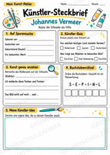 Johannes Vermeer – Künstler-Steckbrief & Infotext | Kunstunterricht Grundschule Klasse 4–5 | Arbeitsblätter mit Lösungen – Materialseite 3