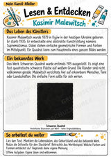 Kasimir Malewitsch – Künstler-Steckbrief & Infotext | Kunstunterricht Grundschule Klasse 4–5 | Arbeitsblätter mit Lösungen – Materialseite 2