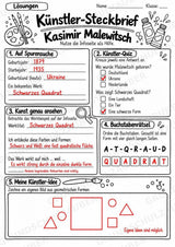 Kasimir Malewitsch – Künstler-Steckbrief & Infotext | Kunstunterricht Grundschule Klasse 4–5 | Arbeitsblätter mit Lösungen – Materialseite 5