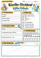 Ka the Kollwitz – Künstler-Steckbrief & Infotext | Kunstunterricht Grundschule Klasse 4–5 | Arbeitsblätter mit Lösungen – Materialseite 3