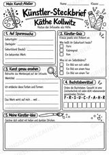 Ka the Kollwitz – Künstler-Steckbrief & Infotext | Kunstunterricht Grundschule Klasse 4–5 | Arbeitsblätter mit Lösungen – Materialseite 4