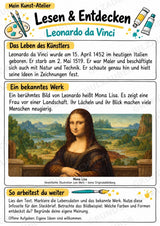 Leonardo da Vinci – Künstler-Steckbrief & Infotext | Kunstunterricht Grundschule Klasse 4–5 | Arbeitsblätter mit Lösungen – Materialseite 2