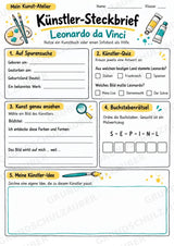 Leonardo da Vinci – Künstler-Steckbrief & Infotext | Kunstunterricht Grundschule Klasse 4–5 | Arbeitsblätter mit Lösungen – Materialseite 3