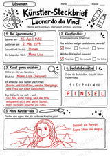 Leonardo da Vinci – Künstler-Steckbrief & Infotext | Kunstunterricht Grundschule Klasse 4–5 | Arbeitsblätter mit Lösungen – Materialseite 5