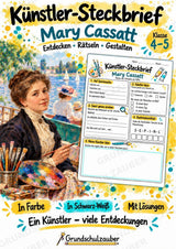 Mary Cassatt – Künstler-Steckbrief & Infotext | Kunstunterricht Grundschule Klasse 4–5 | Arbeitsblätter mit Lösungen – Cover