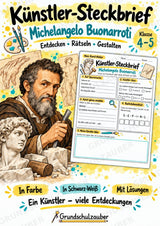 Michelangelo Buonarroti – Künstler-Steckbrief & Infotext | Kunstunterricht Grundschule Klasse 4–5 | Arbeitsblätter mit Lösungen – Cover