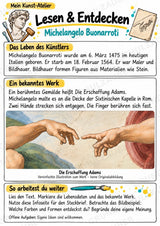 Michelangelo Buonarroti – Künstler-Steckbrief & Infotext | Kunstunterricht Grundschule Klasse 4–5 | Arbeitsblätter mit Lösungen – Materialseite 2