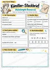 Michelangelo Buonarroti – Künstler-Steckbrief & Infotext | Kunstunterricht Grundschule Klasse 4–5 | Arbeitsblätter mit Lösungen – Materialseite 3