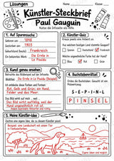 Paul Gauguin – Künstler-Steckbrief & Infotext | Kunstunterricht Grundschule Klasse 4–5 | Arbeitsblätter mit Lösungen – Materialseite 5