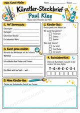 Paul Klee – Künstler-Steckbrief & Infotext | Kunstunterricht Grundschule Klasse 4–5 | Arbeitsblätter mit Lösungen – Materialseite 3