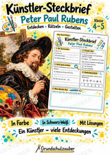 Peter Paul Rubens – Künstler-Steckbrief & Infotext | Kunstunterricht Grundschule Klasse 4–5 | Arbeitsblätter mit Lösungen – Cover
