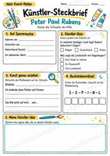 Peter Paul Rubens – Künstler-Steckbrief & Infotext | Kunstunterricht Grundschule Klasse 4–5 | Arbeitsblätter mit Lösungen – Materialseite 3
