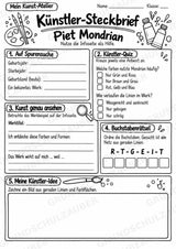 Piet Mondrian – Künstler-Steckbrief & Infotext | Kunstunterricht Grundschule Klasse 4–5 | Arbeitsblätter mit Lösungen – Materialseite 4