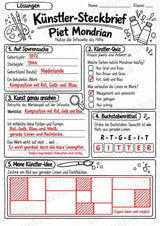 Piet Mondrian – Künstler-Steckbrief & Infotext | Kunstunterricht Grundschule Klasse 4–5 | Arbeitsblätter mit Lösungen – Materialseite 5