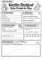 Pieter Bruegel der A ltere – Künstler-Steckbrief & Infotext | Kunstunterricht Grundschule Klasse 4–5 | Arbeitsblätter mit Lösungen – Materialseite 4