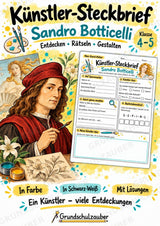 Sandro Botticelli – Künstler-Steckbrief & Infotext | Kunstunterricht Grundschule Klasse 4–5 | Arbeitsblätter mit Lösungen – Cover