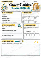 Sandro Botticelli – Künstler-Steckbrief & Infotext | Kunstunterricht Grundschule Klasse 4–5 | Arbeitsblätter mit Lösungen – Materialseite 3
