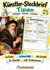 Tizian – Künstler-Steckbrief & Infotext | Kunstunterricht Grundschule Klasse 4–5 | Arbeitsblätter mit Lösungen – Cover