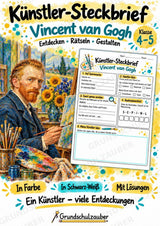 Vincent van Gogh – Künstler-Steckbrief & Infotext | Kunstunterricht Grundschule Klasse 4–5 | Arbeitsblätter mit Lösungen – Cover