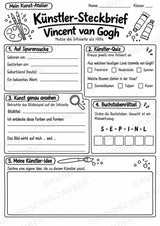 Vincent van Gogh – Künstler-Steckbrief & Infotext | Kunstunterricht Grundschule Klasse 4–5 | Arbeitsblätter mit Lösungen – Materialseite 4