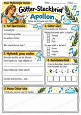 Apollon – Griechische Götter: Steckbrief & Infotext | Arbeitsblätter mit Lösungen | Klasse 4–5 – Materialseite 3