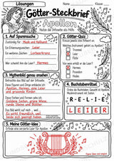 Apollon – Griechische Götter: Steckbrief & Infotext | Arbeitsblätter mit Lösungen | Klasse 4–5 – Materialseite 5