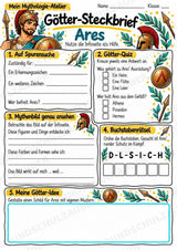 Ares – Griechische Götter: Steckbrief & Infotext | Arbeitsblätter mit Lösungen | Klasse 4–5 – Materialseite 3