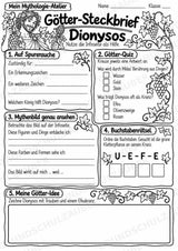 Dionysos – Griechische Götter: Steckbrief & Infotext | Arbeitsblätter mit Lösungen | Klasse 4–5 – Materialseite 4