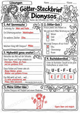 Dionysos – Griechische Götter: Steckbrief & Infotext | Arbeitsblätter mit Lösungen | Klasse 4–5 – Materialseite 5