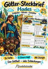 Hades – Griechische Götter: Steckbrief & Infotext | Arbeitsblätter mit Lösungen | Klasse 4–5 – Cover