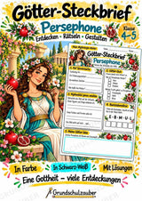 Persephone – Griechische Götter: Steckbrief & Infotext | Arbeitsblätter mit Lösungen | Klasse 4–5 – Cover