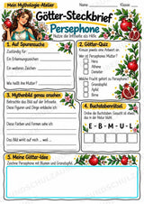 Persephone – Griechische Götter: Steckbrief & Infotext | Arbeitsblätter mit Lösungen | Klasse 4–5 – Materialseite 3