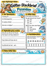 Poseidon – Griechische Götter: Steckbrief & Infotext | Arbeitsblätter mit Lösungen | Klasse 4–5 – Materialseite 3