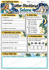 Selene – Griechische Götter: Steckbrief & Infotext | Arbeitsblätter mit Lösungen | Klasse 4–5 – Materialseite 3