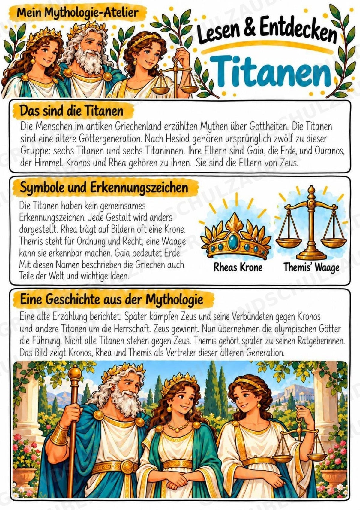 Titanen – Griechische Götter: Steckbrief & Infotext | Arbeitsblätter mit Lösungen | Klasse 4–5 – Materialseite 2