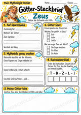 Zeus – Griechische Götter: Steckbrief & Infotext | Arbeitsblätter mit Lösungen | Klasse 4–5 – Materialseite 3