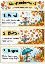 Herbst Klanggeschichte: Die verschwundenen Herbstgeräusche | Musik Klasse 1–2 | Klangkarten, Arbeitsblätter & Lösungen – Materialseite 5