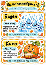 Herbst-Klanggeschichte: Kürbis Kuno und das verpatzte Herbstkonzert | Musik Klasse 1–3 | Dirigierkarten & Bildpartitur – Materialseite 6