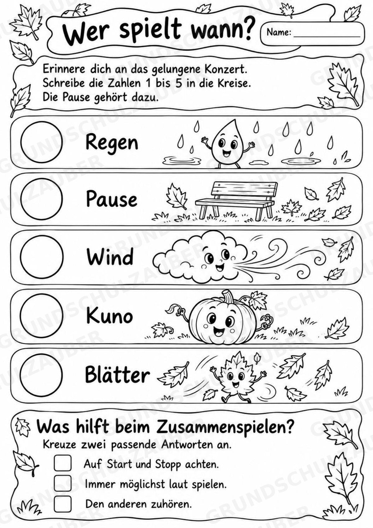 Herbst-Klanggeschichte: Kürbis Kuno und das verpatzte Herbstkonzert | Musik Klasse 1–3 | Dirigierkarten & Bildpartitur – Materialseite 10