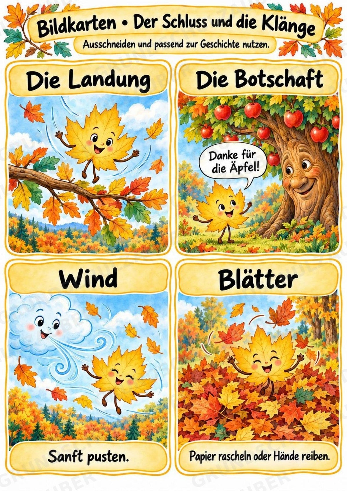 Herbst Klanggeschichte Grundschule Klasse 2–4 – Das Herbstblatt mit dem geheimen Auftrag | Musik, Bildkarten & Arbeitsblätter – Materialseite 9