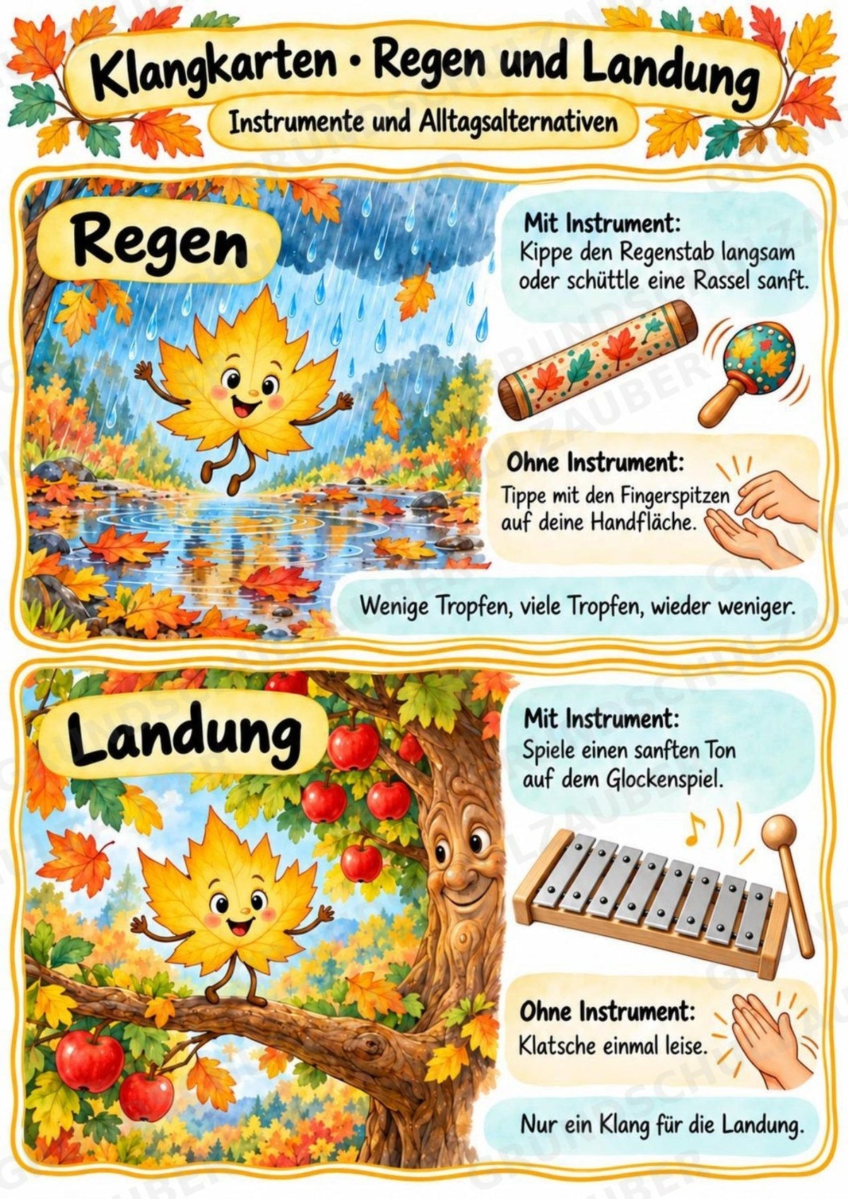 Herbst Klanggeschichte Grundschule Klasse 2–4 – Das Herbstblatt mit dem geheimen Auftrag | Musik, Bildkarten & Arbeitsblätter – Materialseite 10