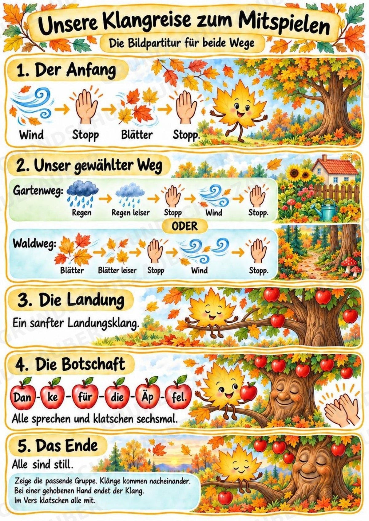 Herbst Klanggeschichte Grundschule Klasse 2–4 – Das Herbstblatt mit dem geheimen Auftrag | Musik, Bildkarten & Arbeitsblätter – Materialseite 13