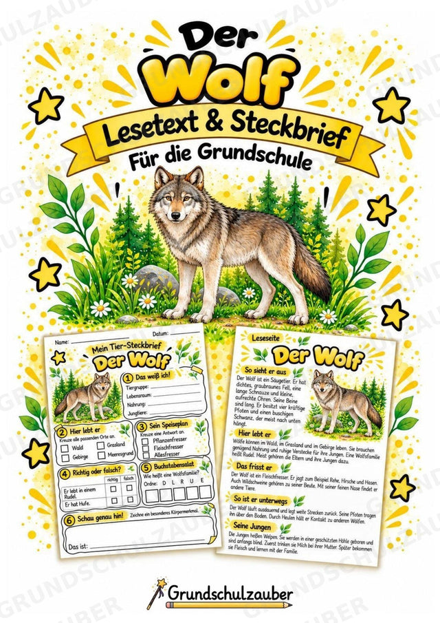 Wolf - Lesetext & Steckbrief | Sachunterricht Tiere Grundschule – Cover