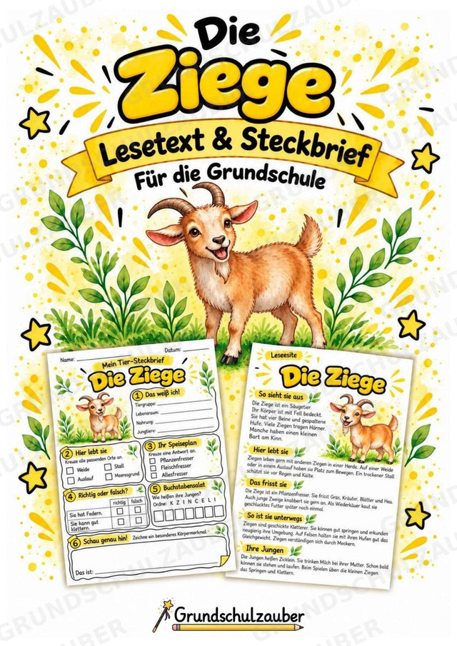 Ziege - Lesetext & Steckbrief | Sachunterricht Tiere Grundschule – Cover