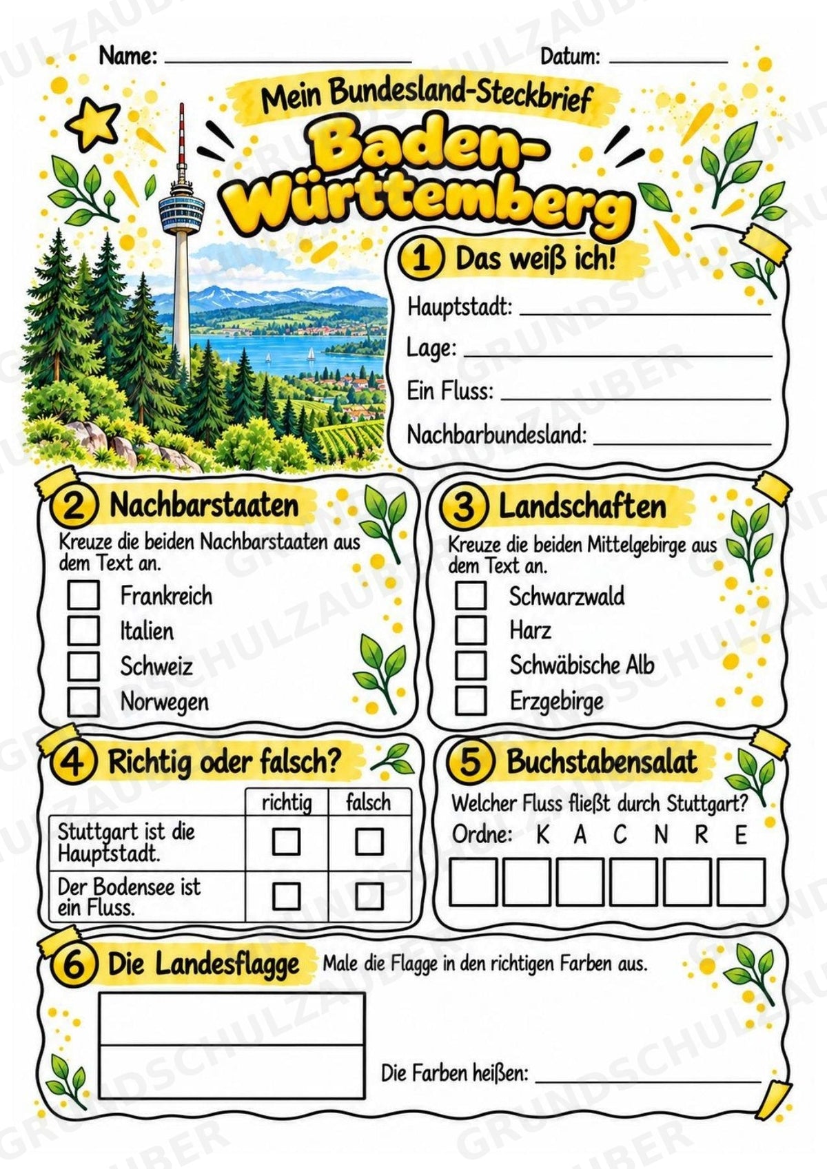 Baden-Württemberg – Lesetext & Steckbrief | Bundesland Grundschule – Materialseite 3