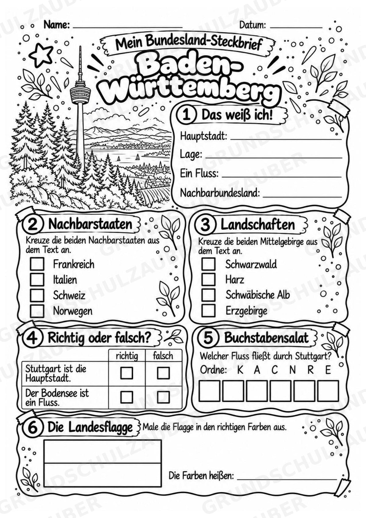 Baden-Württemberg – Lesetext & Steckbrief | Bundesland Grundschule – Materialseite 4